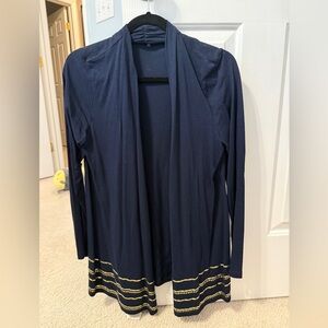 M Jones New York Navy Open Cotton Cardigan